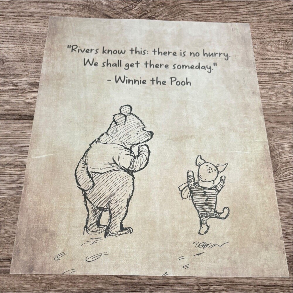 Winnie the Pooh Quote Print Rustic Wall Art Piglet Nursery Decor Insp. 8"x10"